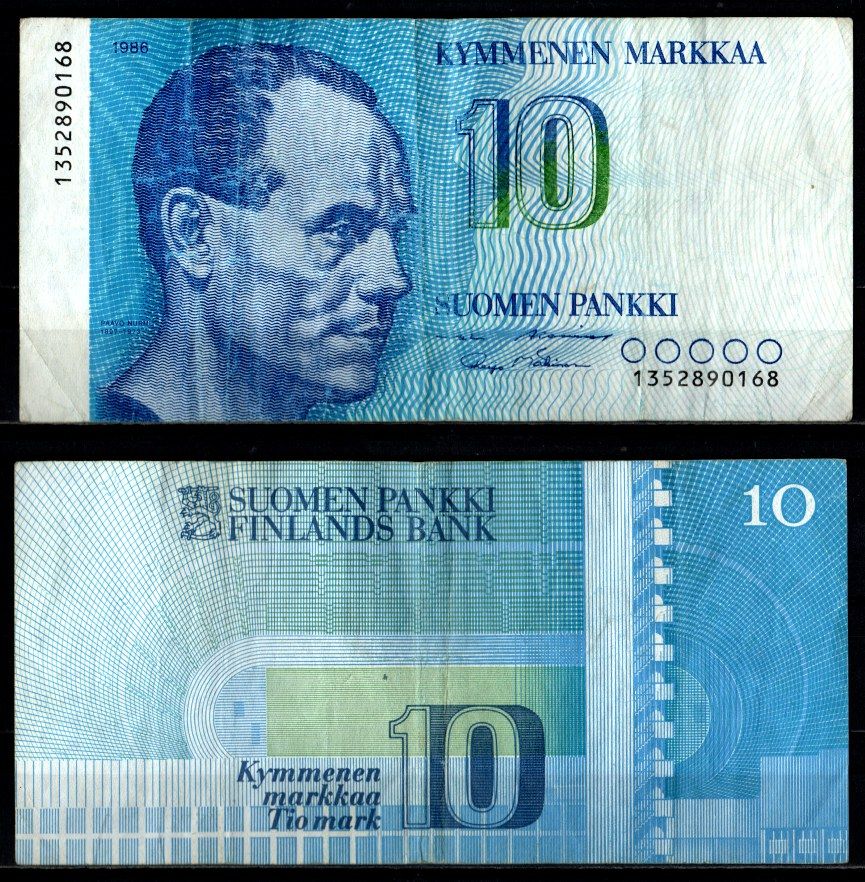 Финляндия 10 марок 1986 Pick 113 a (16) бумага 2198-7-2-2