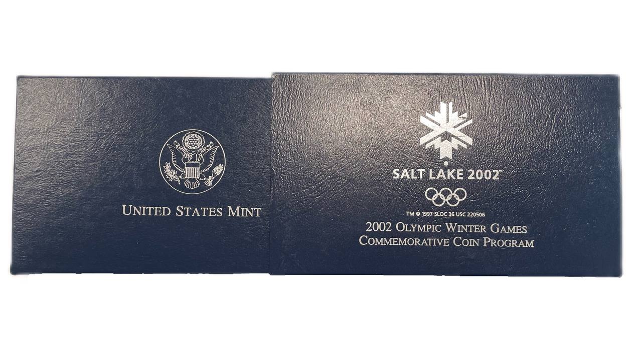 США 1 доллар 2002 P, XIX зимние Олимпийские Игры, Солт-Лейк-Сити 2002, в оригинальной коробке, сертификат KM 336 серебро  PROOF  3-6-5-19