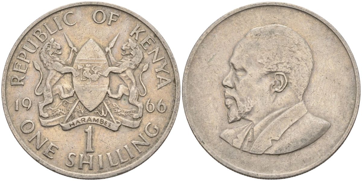 Кения 1 шиллинг 1966 Джомо Кениата KM 5 медно-никель 4126-933