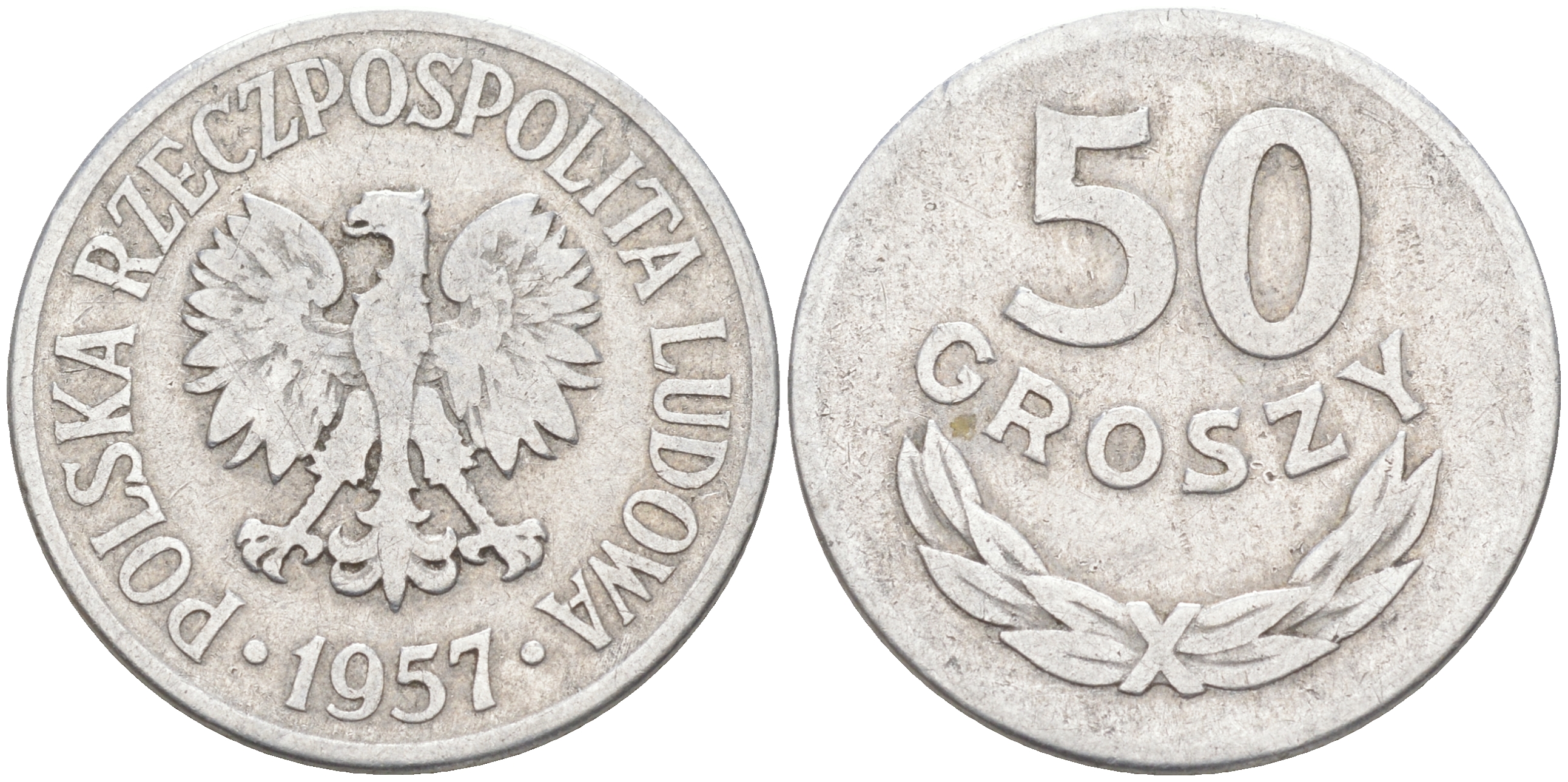 ПОЛЬША 50 ГРОШЕЙ 1957 MW KM 48.1 алюминий 190-432