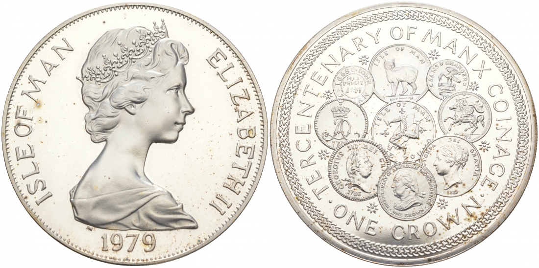 Остров Мэн 1 крона 1979 300 лет чеканке монет на острове Мэн KM 45a серебро PROOF 11-036-41
