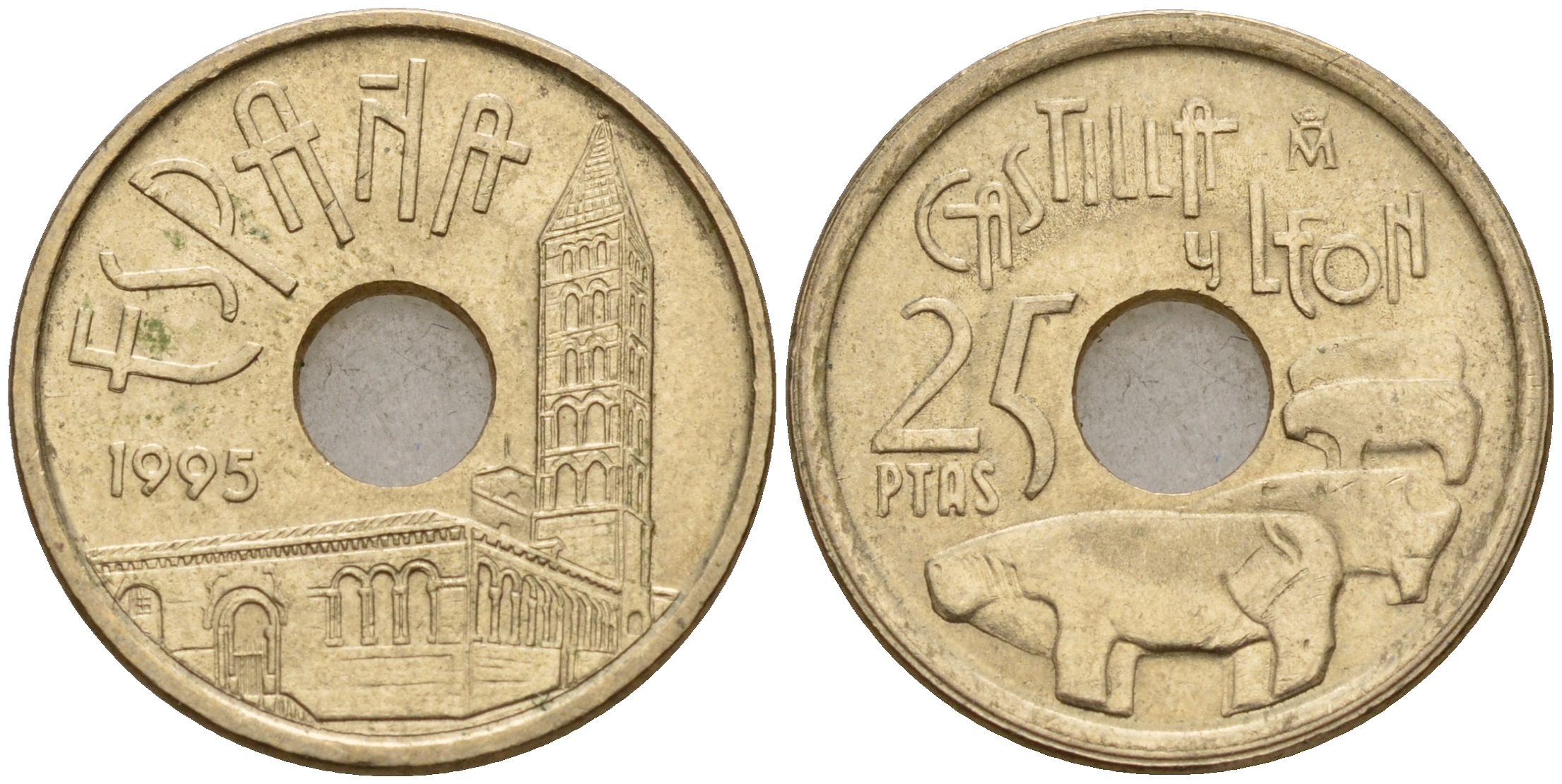 Испания 25 песет 1995 Кастилья и Леон (Castilla y Leon), Хуан Карлос I (1975-2014) KM 948 латунь    4598-1213