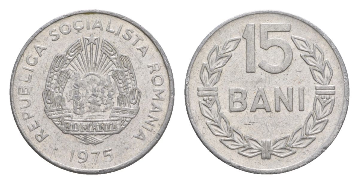 Румыния 15 бань (бани) 1975 KM 93a алюминий 4632-1025
