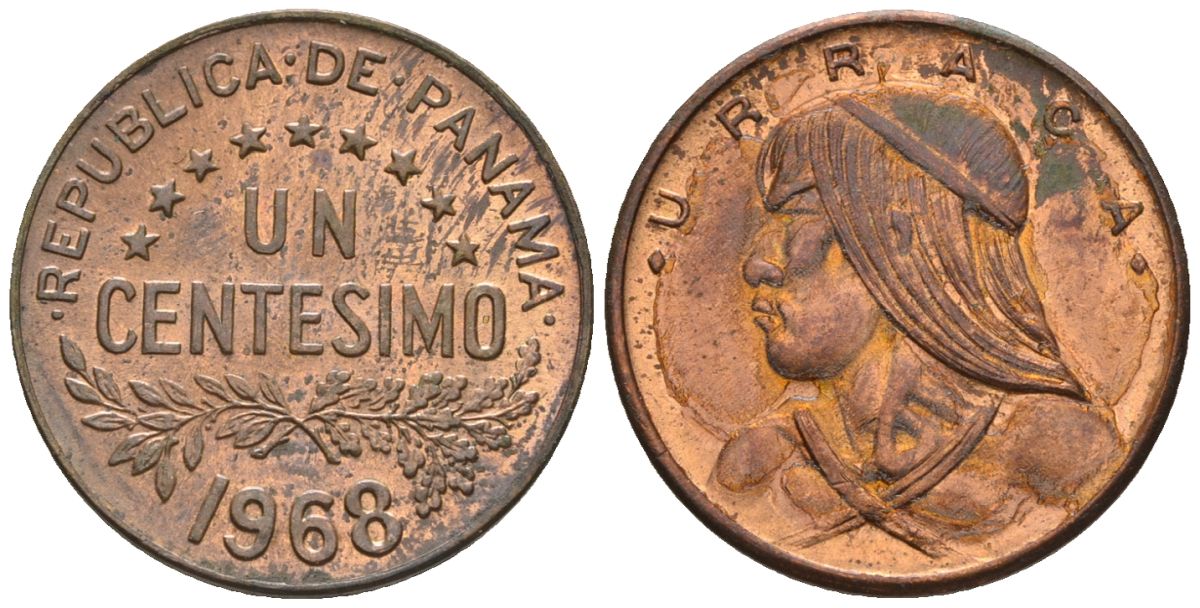 Панама 1 сентесимо 1968  KM 22 бронза  aUNC  4609-812