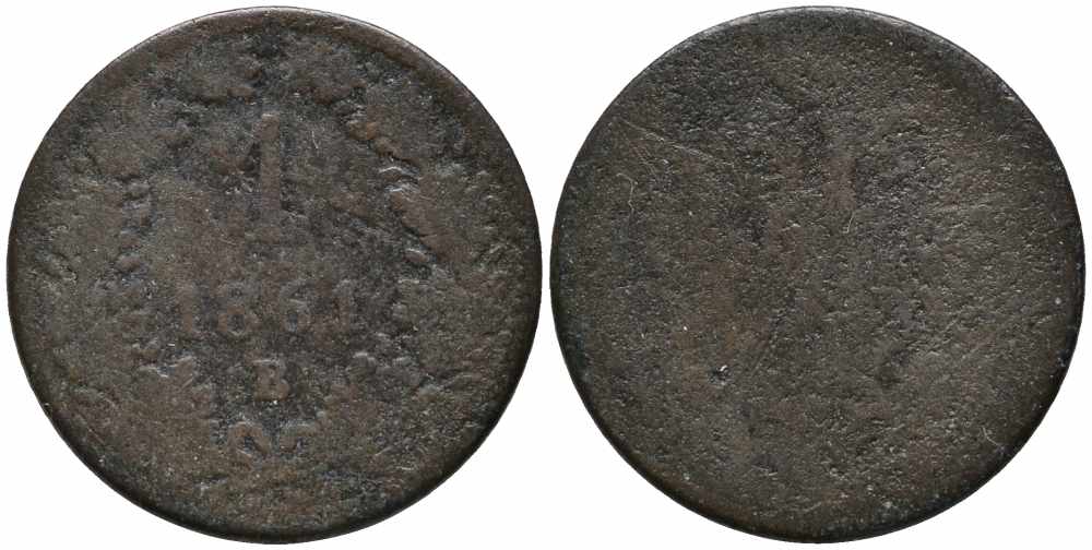 АВСТРИЯ 1 КРЕЙЦЕР 1861 В KM 2186 медь 112-452