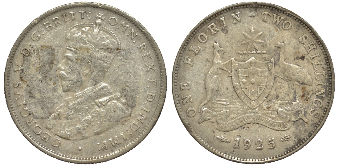 Австралия 1 флорин 1925 Георг V (1910-1936), герб Австралии KM 27 серебро 1522-123