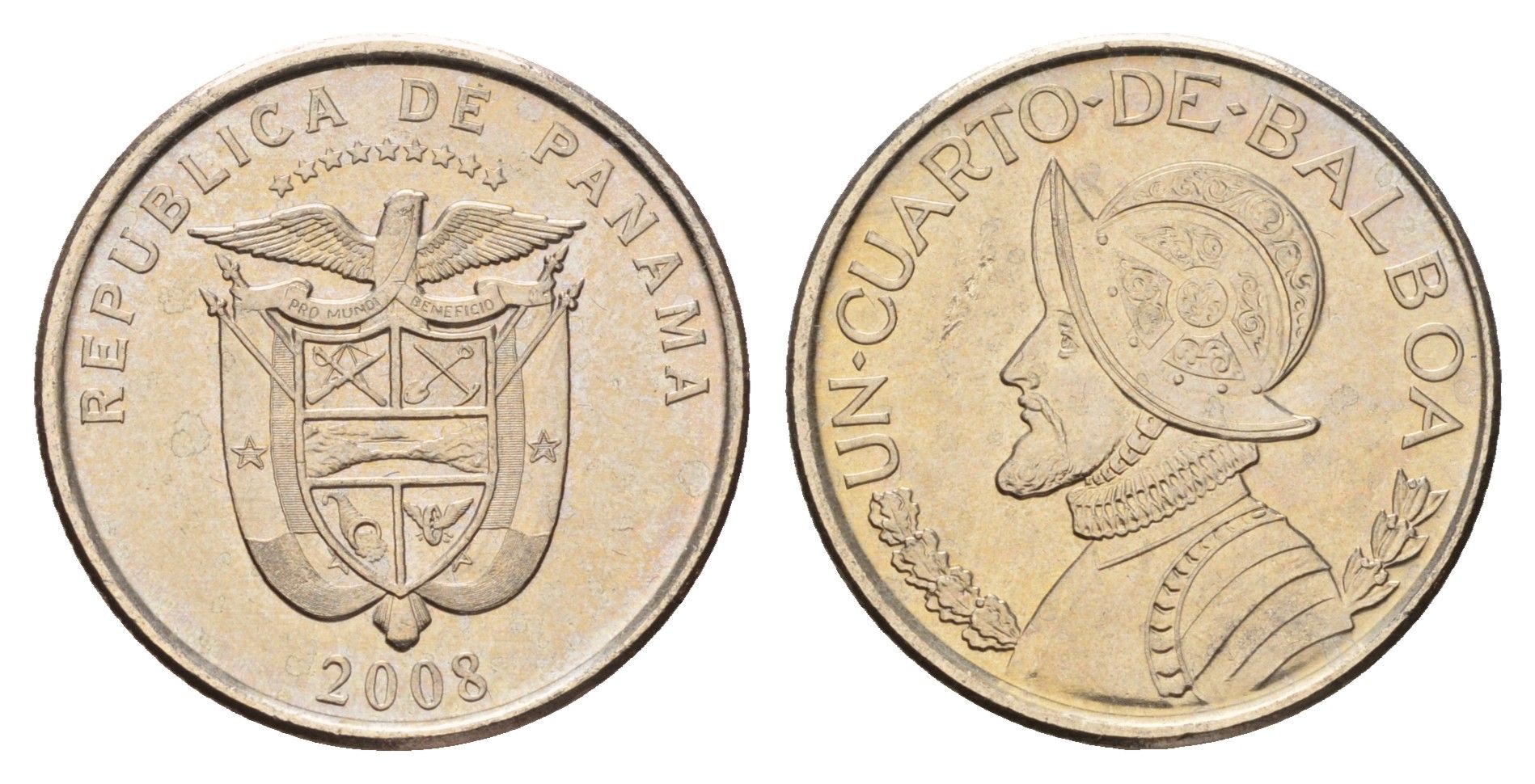Панама 1/4 бальбоа (25 сентесимо) 2008 KM 128 медь плакированный медно-никелем UNC 3336-1143