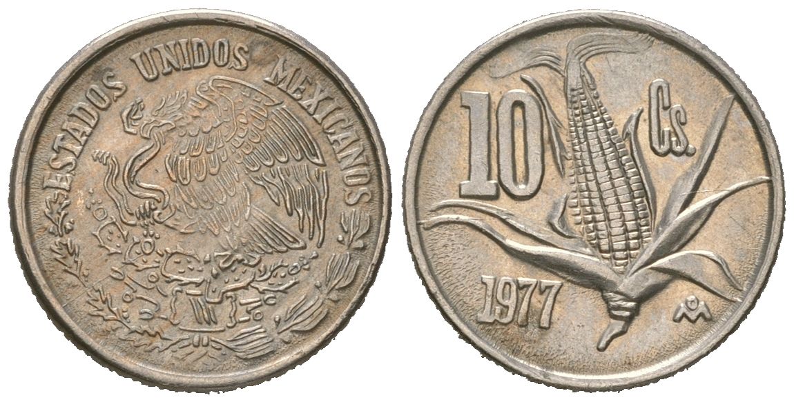 Мексика 10 сентаво 1977 Мо KM 434 медно-никель aUNC 4618-749