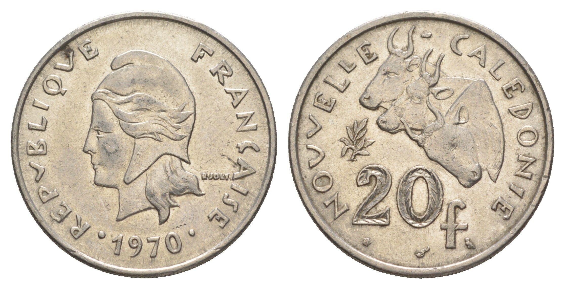 Новая Каледония 20 франков 1970 KM 6 никель aUNC 4631-1126