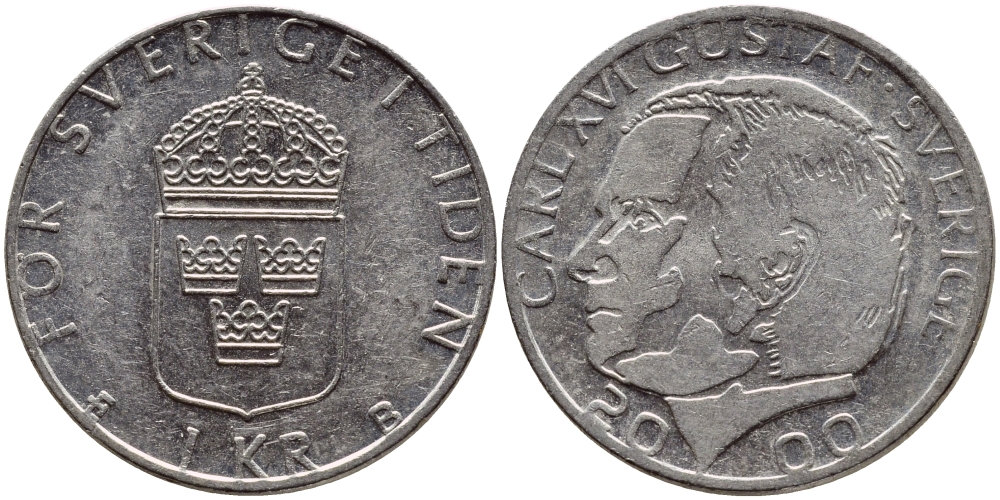 Швеция 1 крона 2000 Карл XVI Густав (1973- ) KM 852а медно-никель 60-616