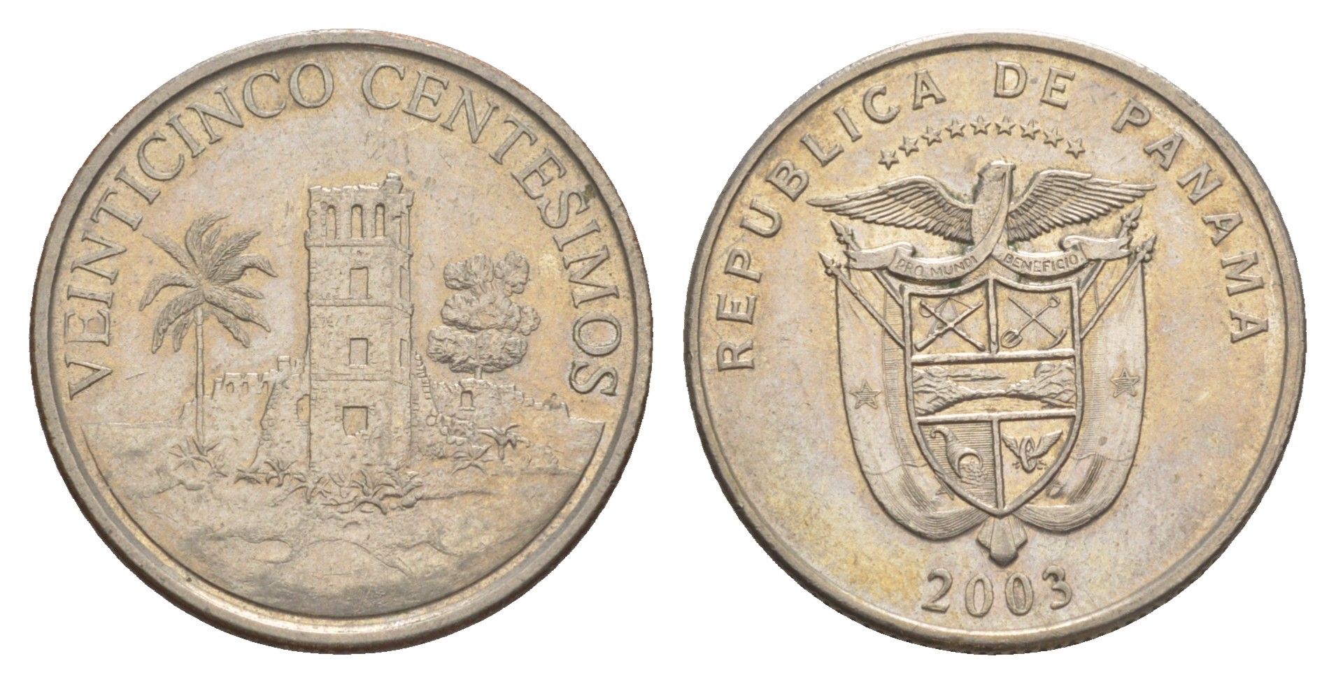Панама 25 сентесимо 2003 Панама-Вьехо - Башня кафедрального собора KM 135 медь плакированная медно-никелем 4646-254