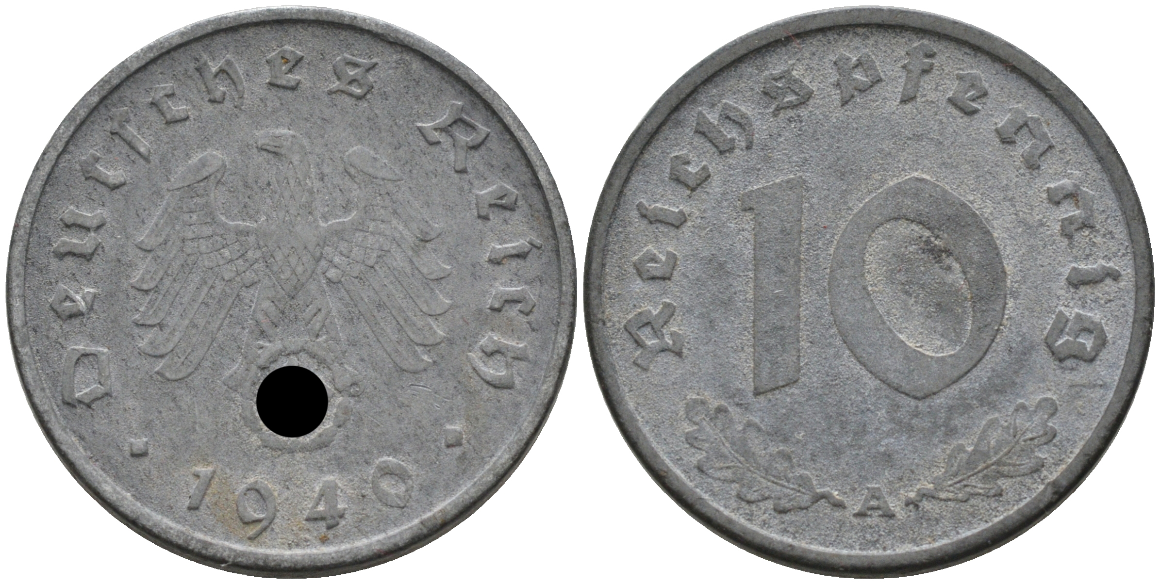 ГЕРМАНИЯ 10 РЕЙХСПФЕННИГОВ 1941 A J. 371, KM 101 цинк 75-225