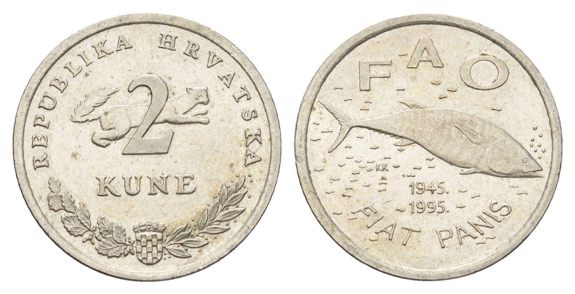 Хорватия 2 куны 1995 50 лет ФАО KM 22 медно-никель    4660-357