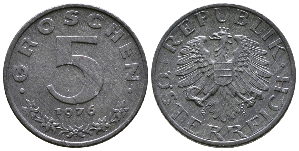 АВСТРИЯ 5 ГРОШЕЙ 1976 KM 2875 цинк UNC 57-1228