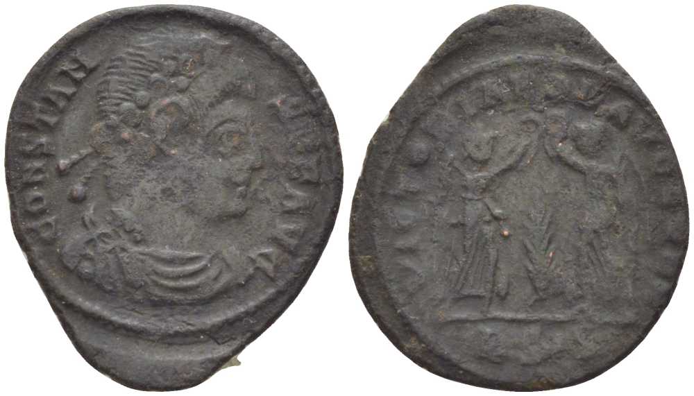 Римская Империя нуммий 347 - 348 Констант, CONSTANS PF AVG / VICTORIAE DD AVGGQ NN, Сисция, (степень редкости С2) RIC 195 биллон 1073-17-71