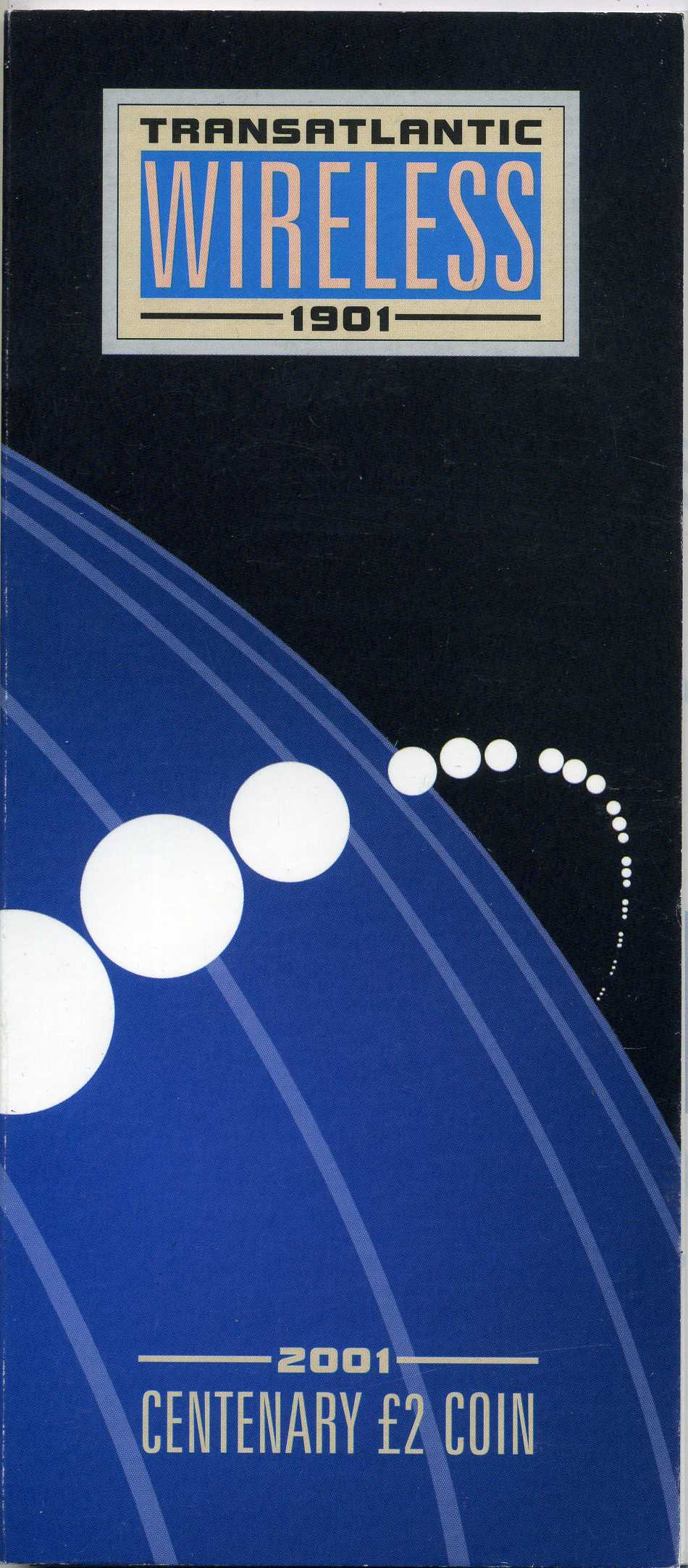 Великобритания 2 фунта 2001 Елизавета II (1952-2022), столетие трансатлантическому радио, в оригинальном картонном буклете KM 1014, Spink 4572 (K11) биметалл BUNC 00-00