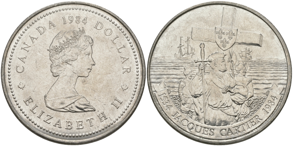 Канада 1 доллар 1984 Жак Картье KM 141 никель UNC 97-131