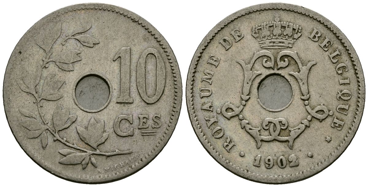 Бельгия 10 сантимов 1902 Belgique KM 48 медно-никель 4172-726