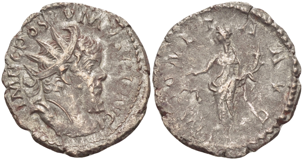 Римская Империя (императоры в Галлии) антониниан 260 - 269 Постум. IMP C POSTVMVS P F AVG / MONETA AVG, Монета с весами и рогом Изобилия, Колония Агриппины, Good Very fine RIC 315 биллон 1073-12-92