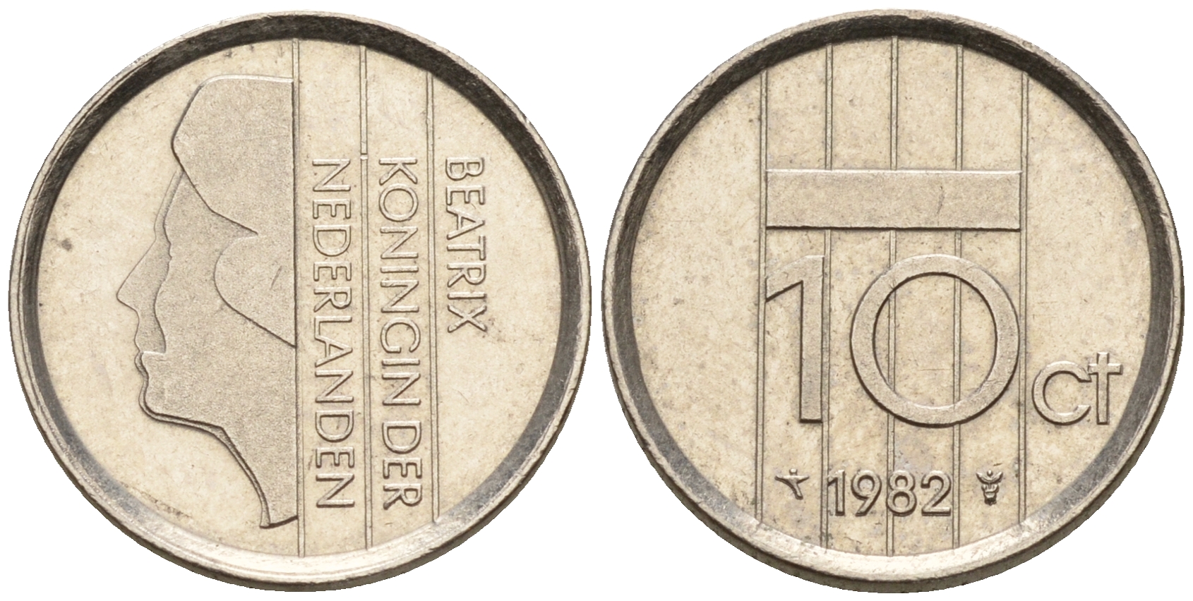 Нидерланды 10 центов 1982 Беатрикс (1980-2013) KM 203 никель  4602-542