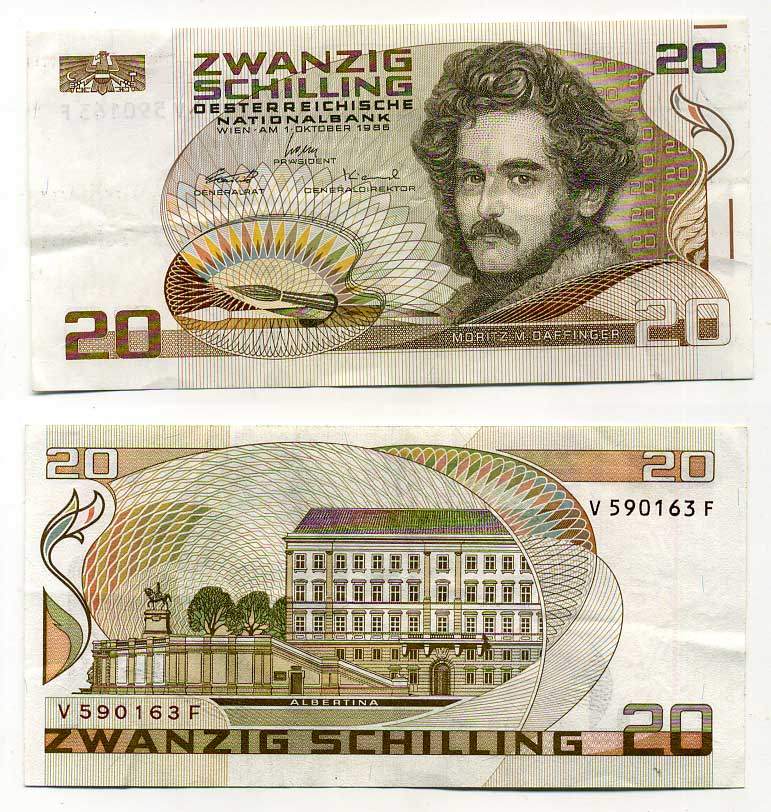 Австрия 20 шиллингов 1986  Pick 148  бумага aUNC 6287-17-2-1