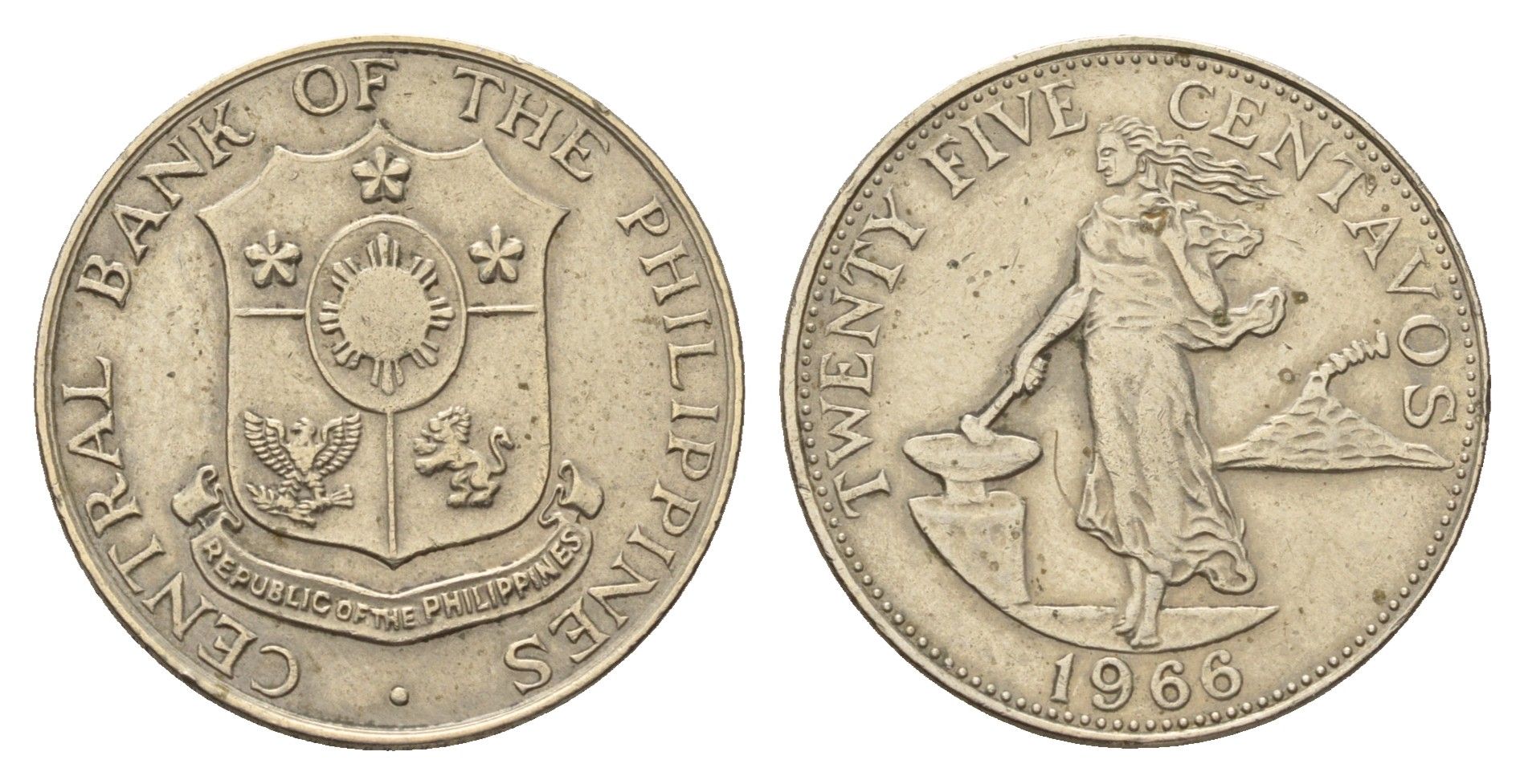 Филиппины 25 сентаво 1966 KM 189 медь цинк никель 4114-112