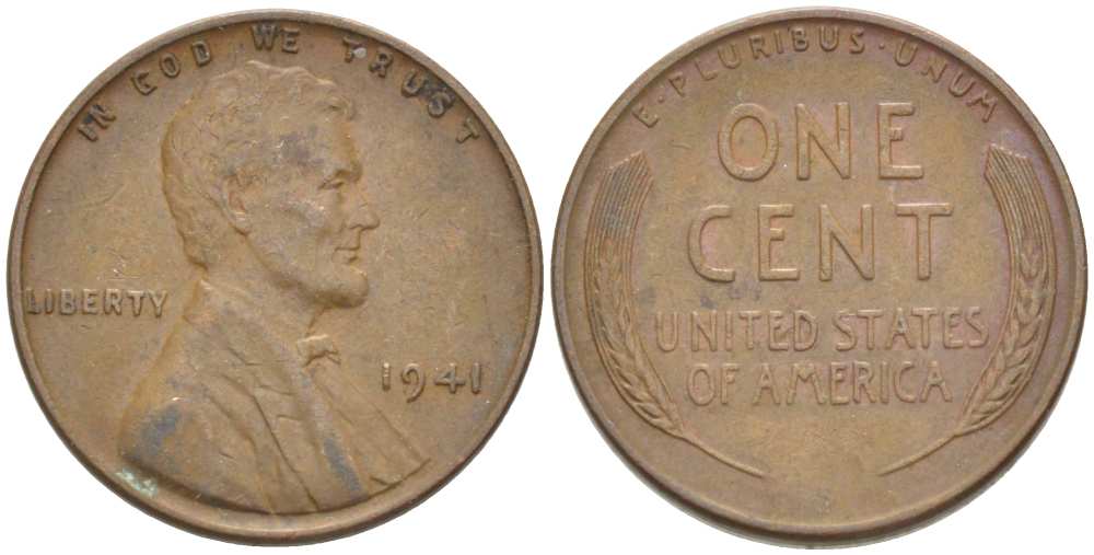 США 1 ЦЕНТ 1941 ЛИНКОЛЬН KM 132 бронза 3309-452