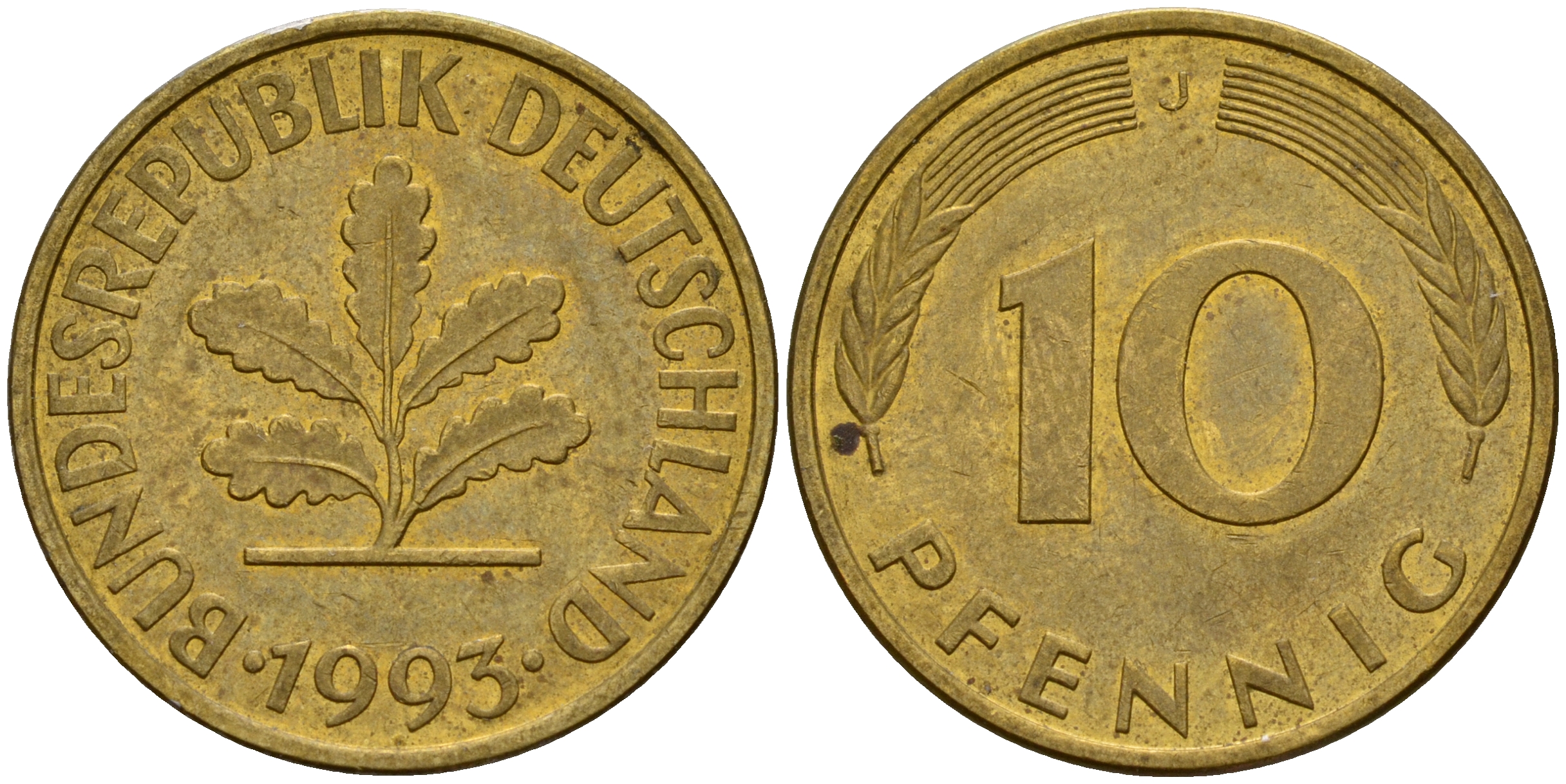 ФРГ 10 пфеннигов 1993 J J. 383, KM 108 сталь плакированная латунью    4603-711