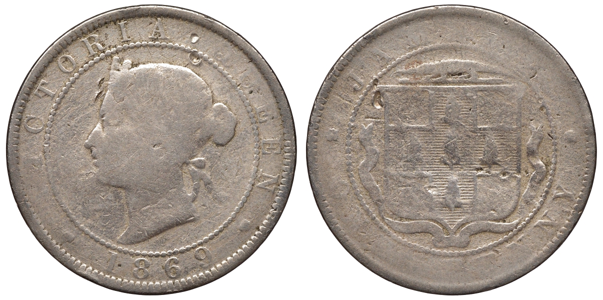 Ямайка 1 пенни 1869 Виктория KM 17 медно-никель 4117-526
