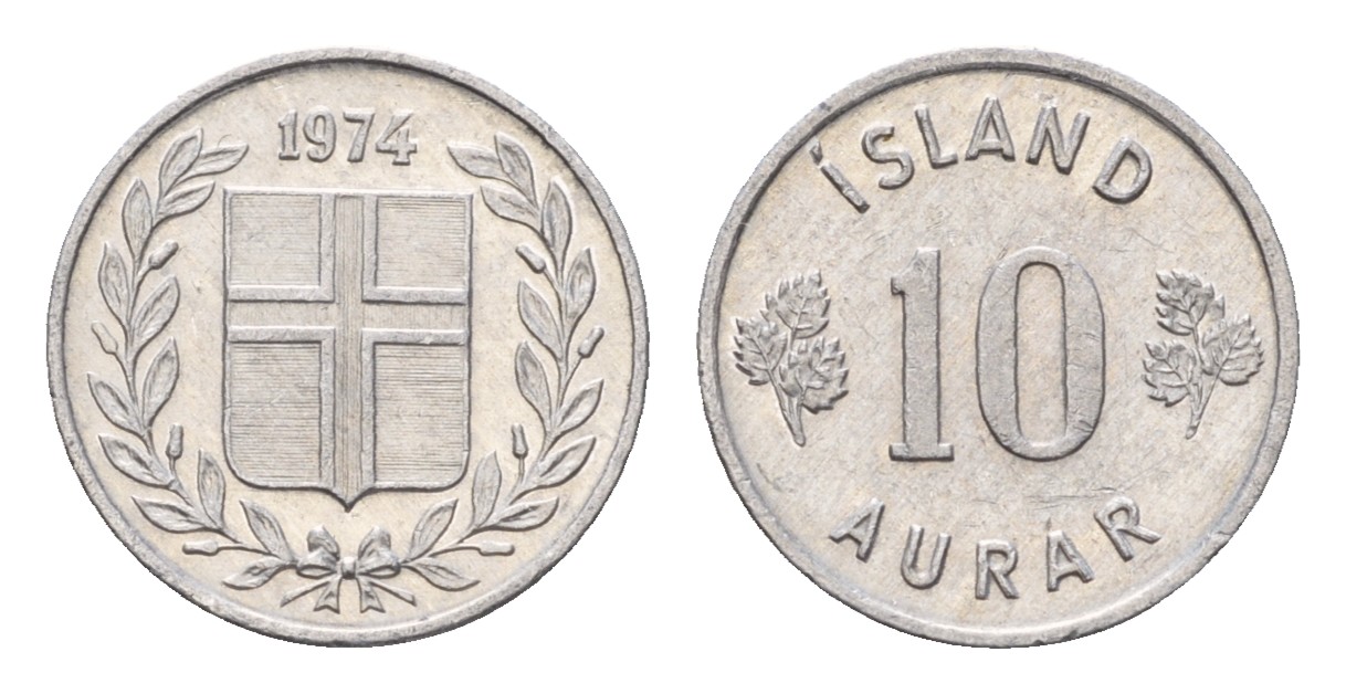 Исландия 10 эйре 1974 KM 10а алюминий UNC M83-09