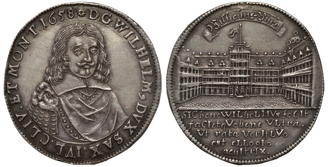 Саксен-Веймар 1/2 талера 1658 на открытие новой замковой церкви Koppe 337, Slg. Merseburger 3881 серебро 10-016-66