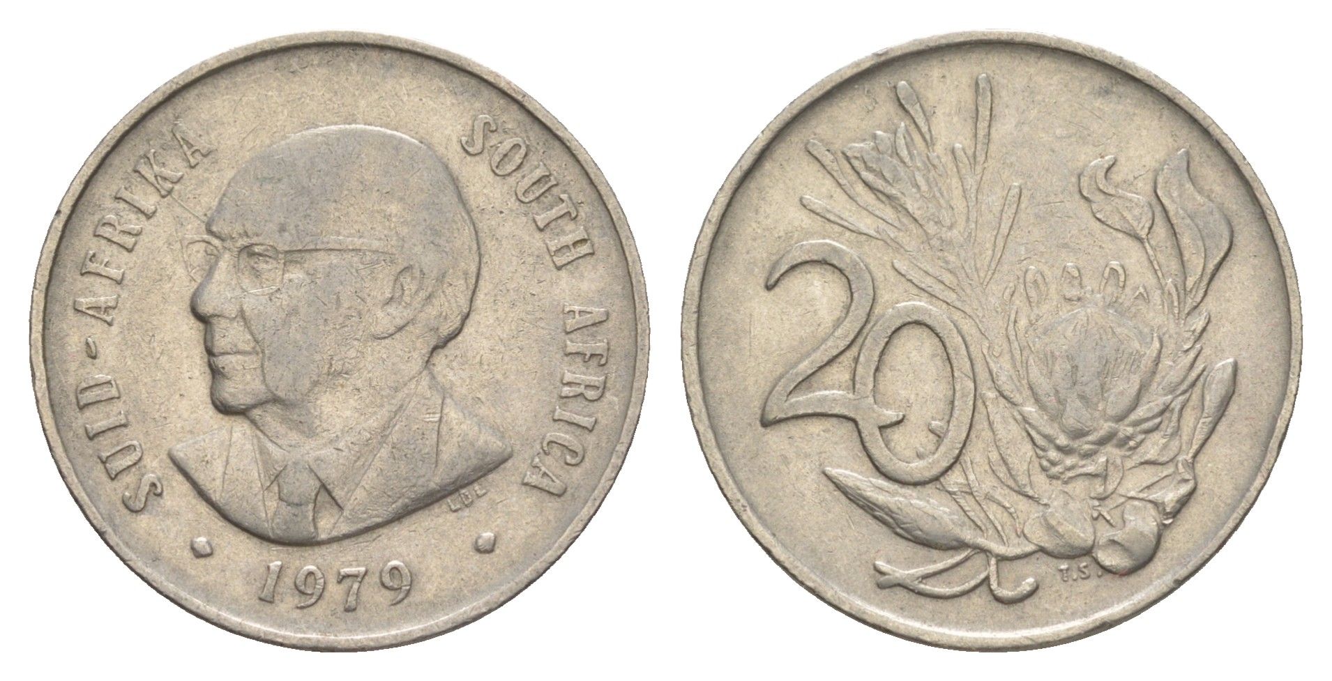 ЮАР 20 центов 1979 Окончание президентства Николааса Дидерихса KM 102 никель    4603-942