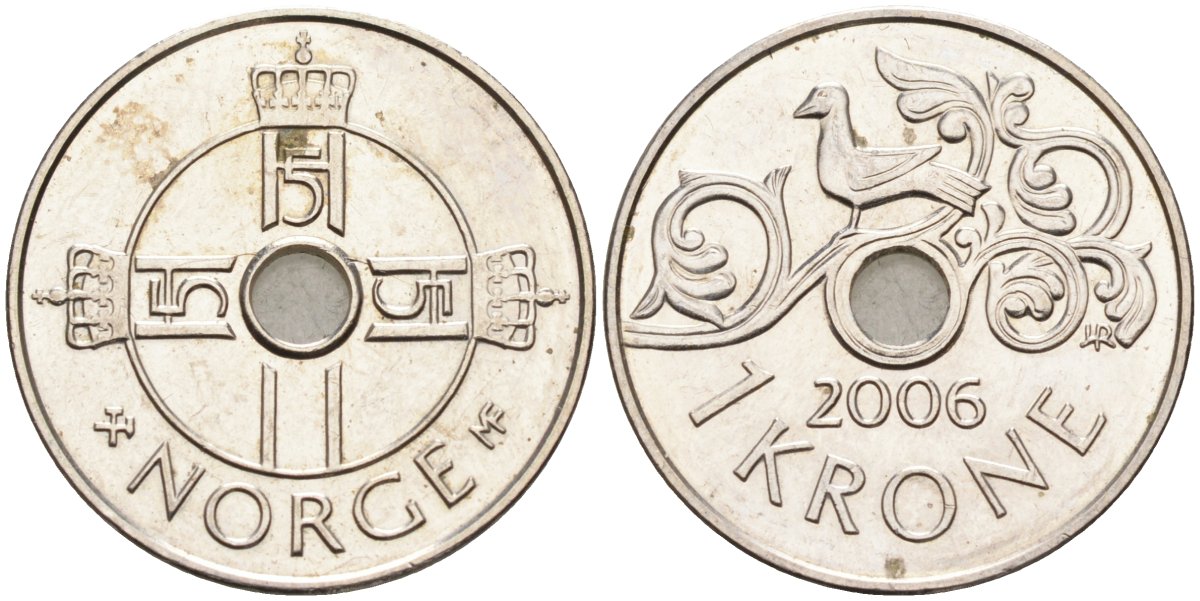 Норвегия 1 крона 2006 Харальд V (1992-) KM 462 медно-никель 4582-745