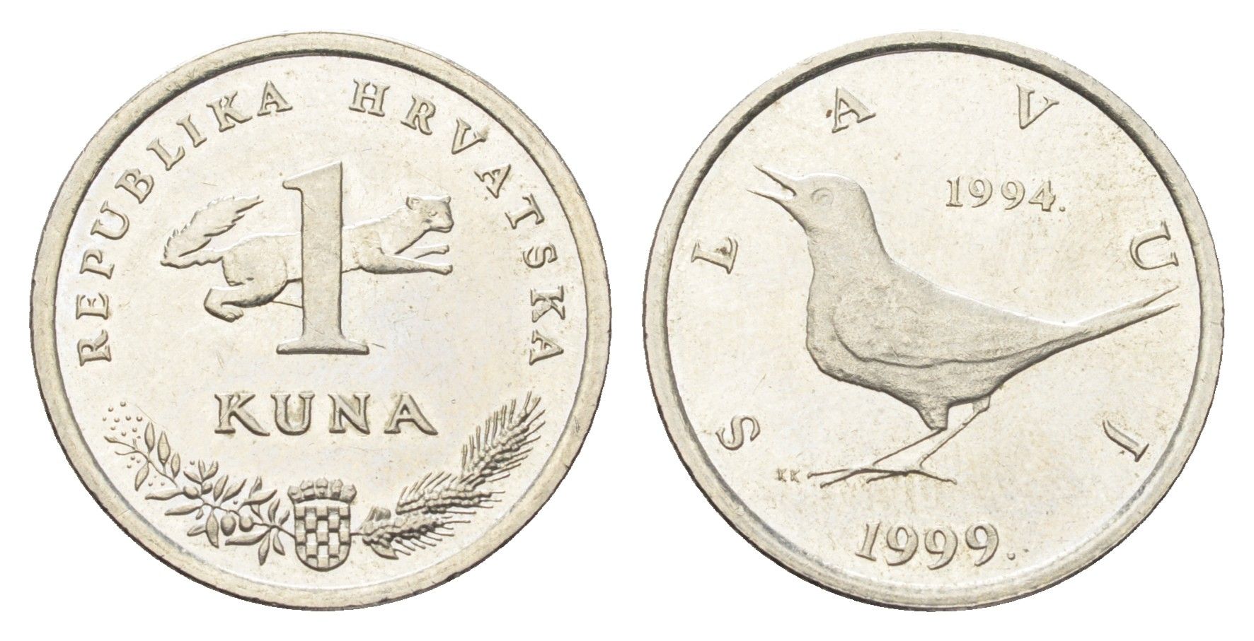 Хорватия 1 куна 1999 5 лет национальной валюте KM 9.2 медь цинк никель UNC 4659-732