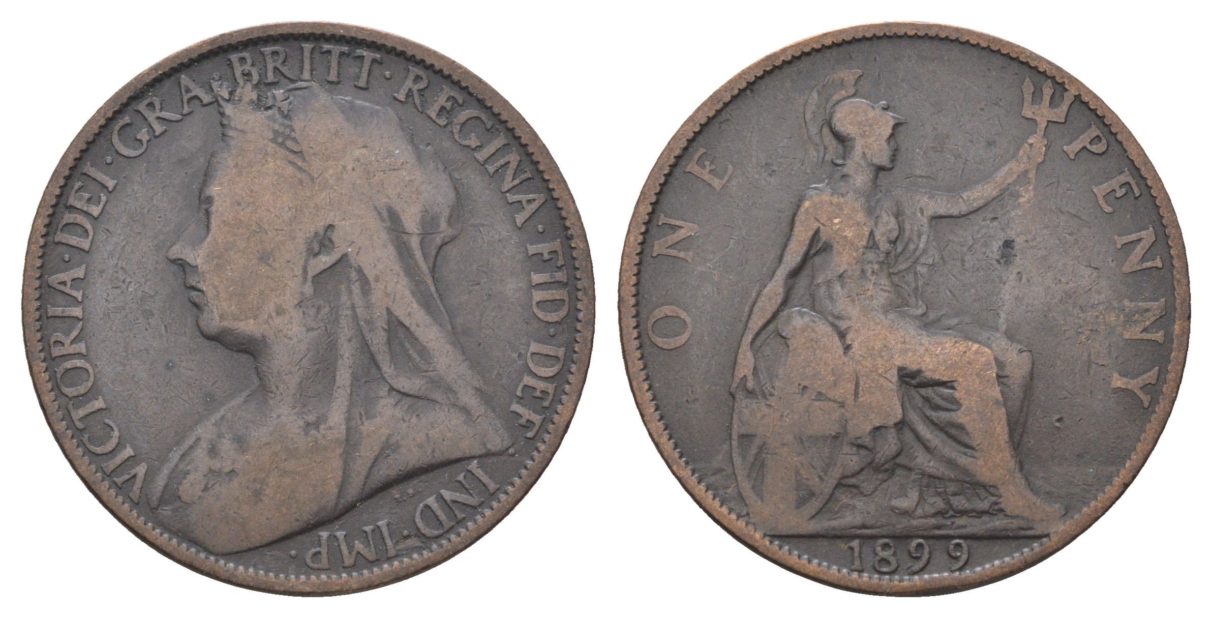 Великобритания 1 пенни 1899 Виктория (1837-1901) KM 790, Spink 3961 бронза 4661-431