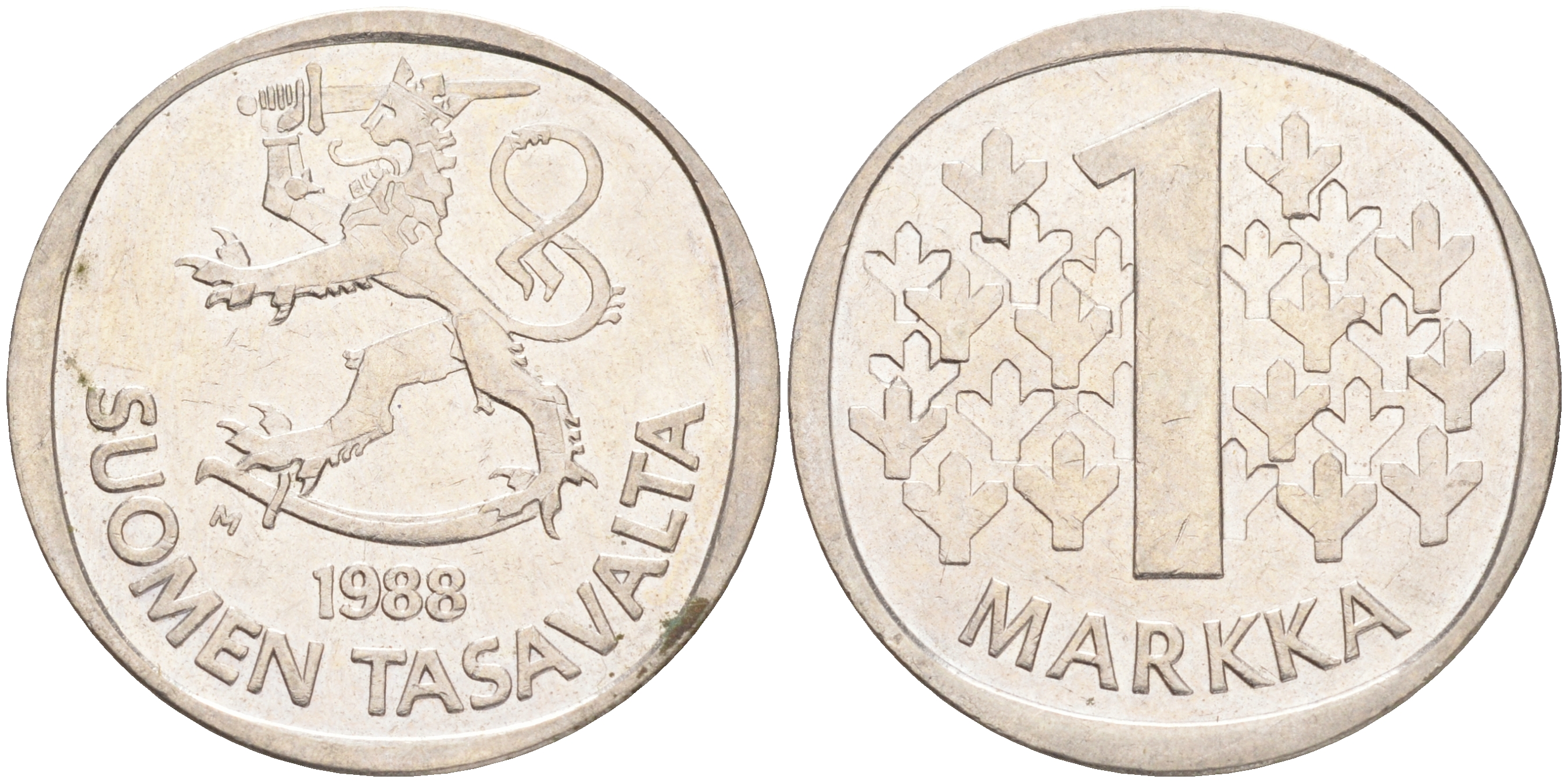 ФИНЛЯНДИЯ 1 МАРКА 1988 M KM 49а медно-никель 4556-751