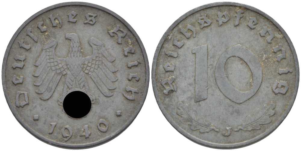 Германия 10 рейхспфеннигов 1940 J KM 101, J. 371 цинк 4401-455
