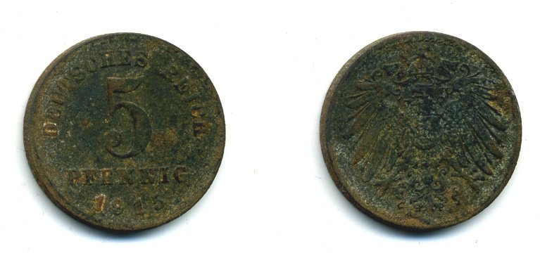 Германия 5 пфеннигов 1915 KM 19, J. 297 железо 54-417