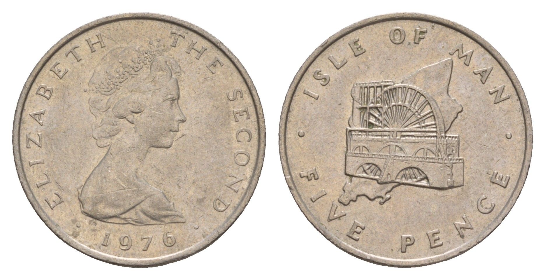 Остров Мэн 5 пенсов 1976 PM, Елизавета II (1952-2022) KM 35 медно-никель 4656-1041