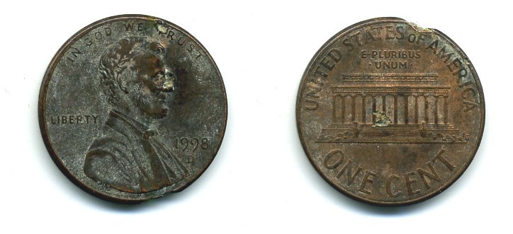 США 1 ЦЕНТ 1998 D KM 201b цинк плакированный медью 4364-255