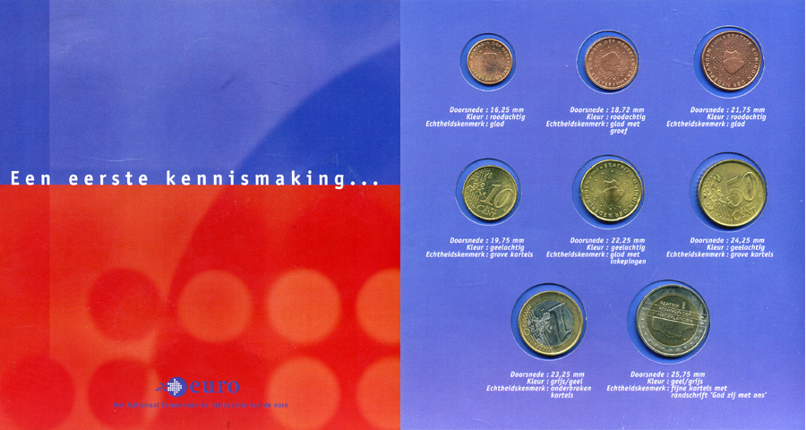 Нидерланды евронабор из 8 монет 2001 в оригинальном буклете    UNC  5-6-1-16