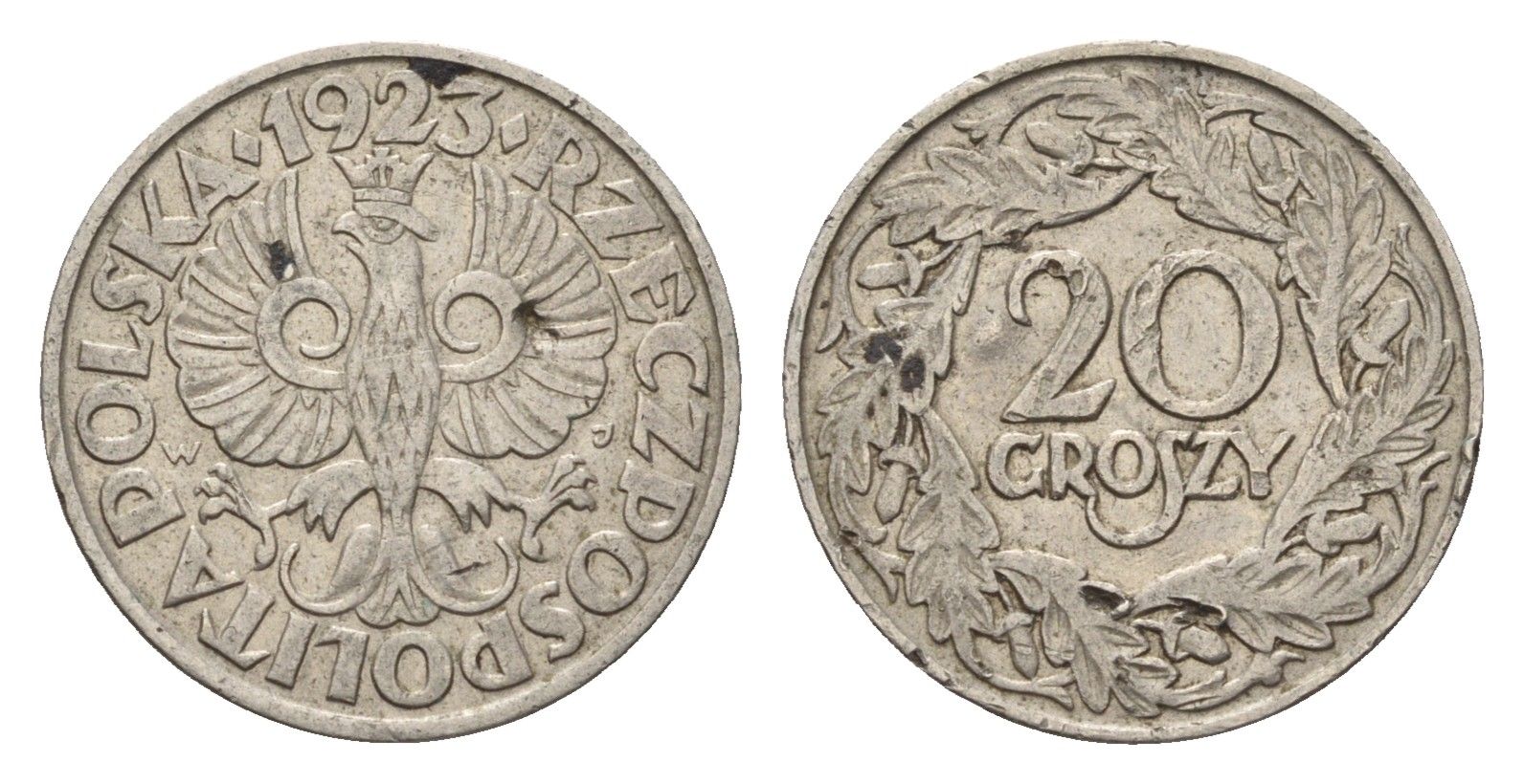 Польша 20 грошей 1923 Y 12 никель 4685-1044