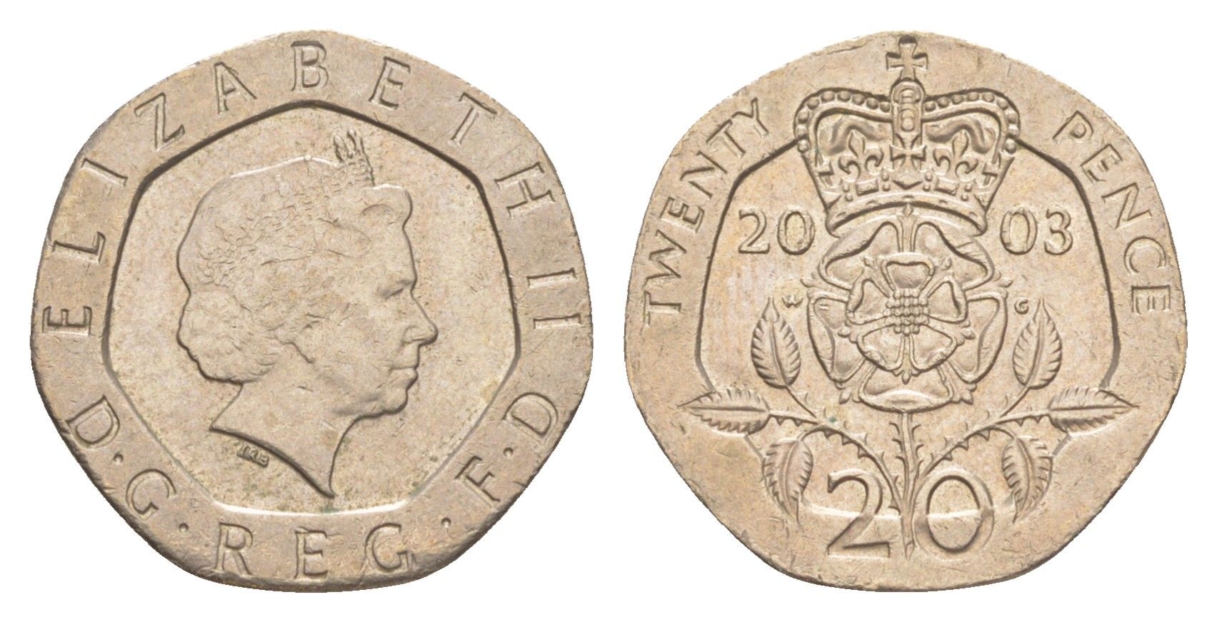 Великобритания 20 пенсов 2003 Елизавета II (1952-2022) KM 990, Spink 4630 (G3) медно-никель 4639-928