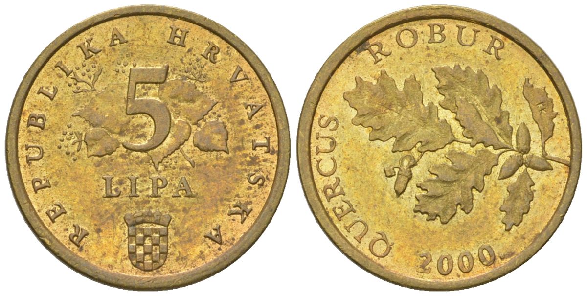 Хорватия 5 лип 2000 четный год KM 15 сталь плакированная латунью    4124-862