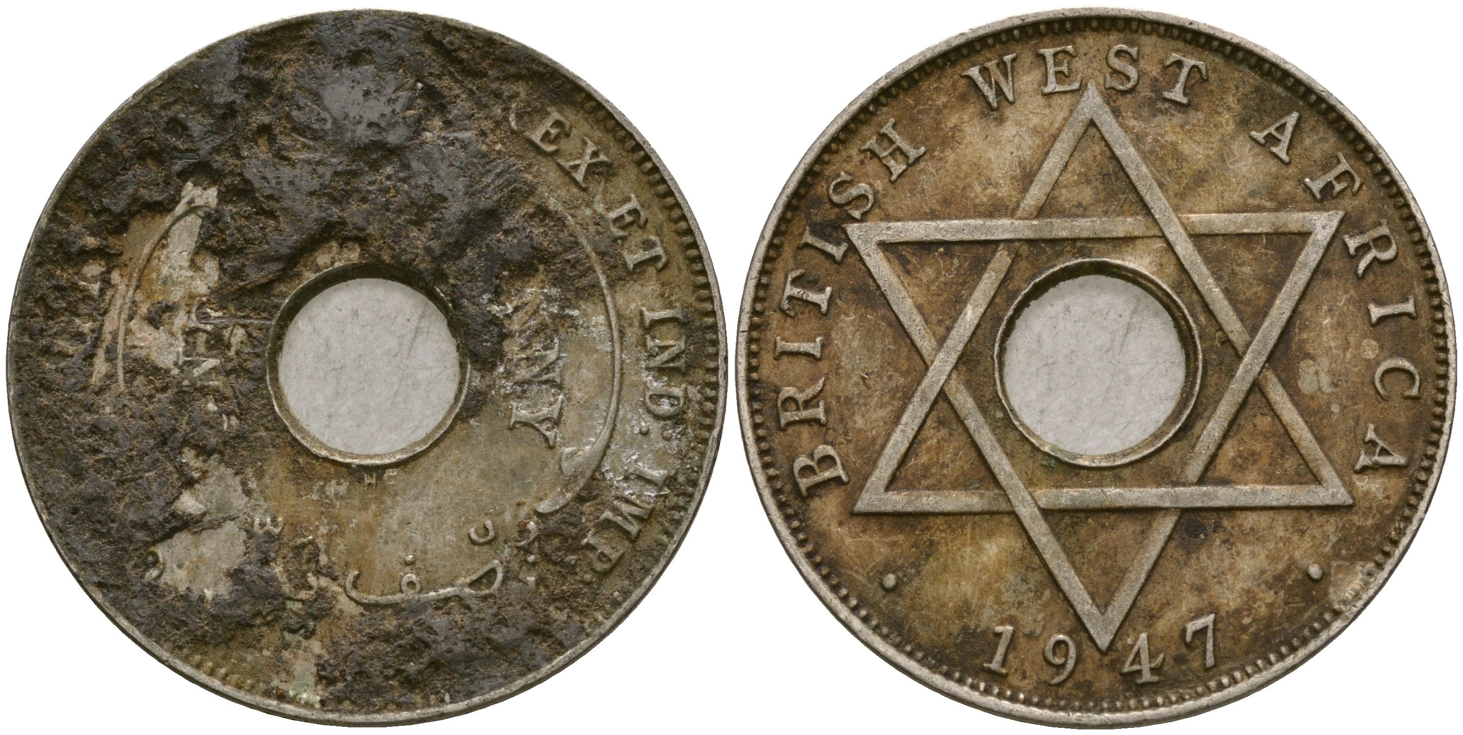 Британская Западная Африка 1/2 пенни 1947 H, Георг VI KM 18 медно-никель 25-1144