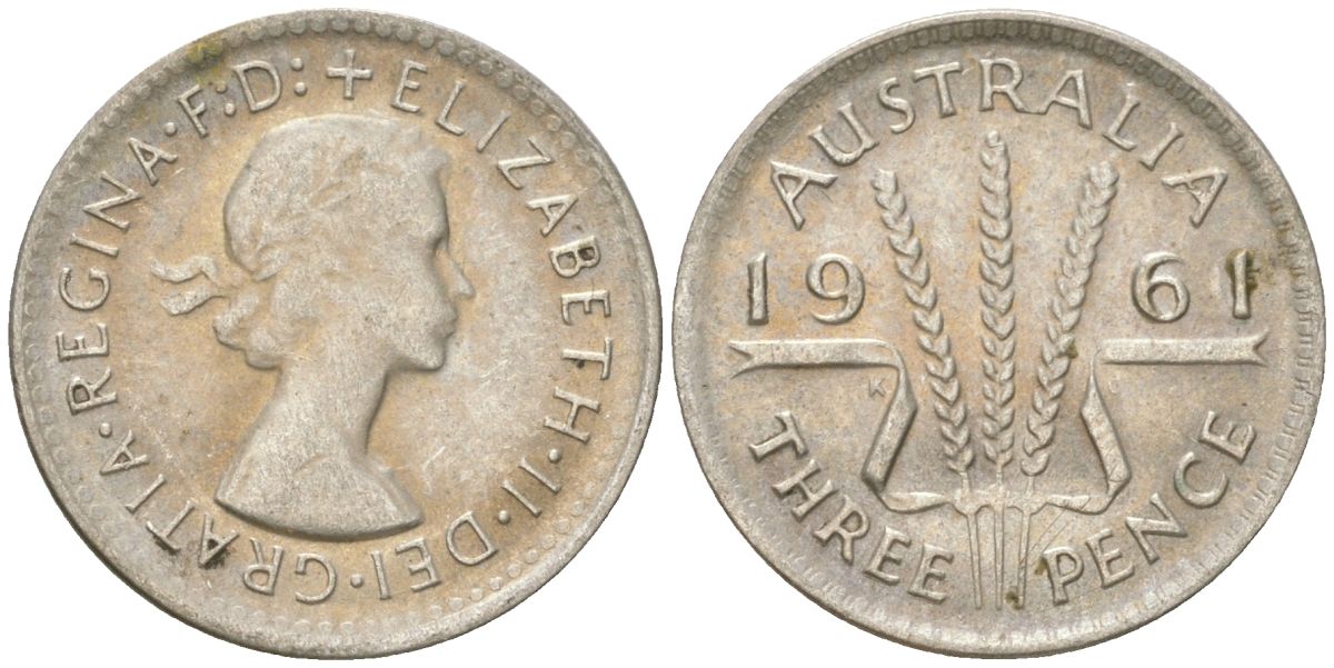 Австралия 3 пенса 1961 Елизавета II (1952-2022) KM 57 серебро 4621-1269