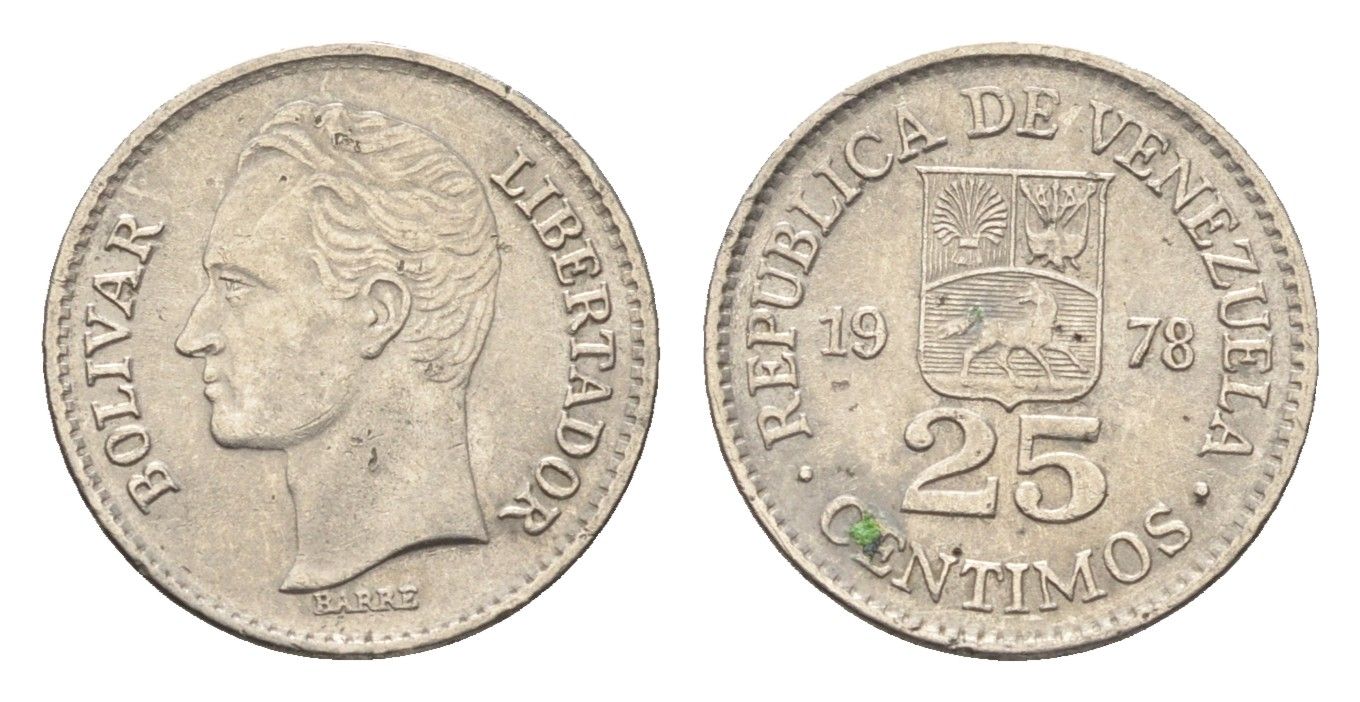 Венесуэла 25 сентимо 1978 Симон Боливар Y 50 никель 4664-412