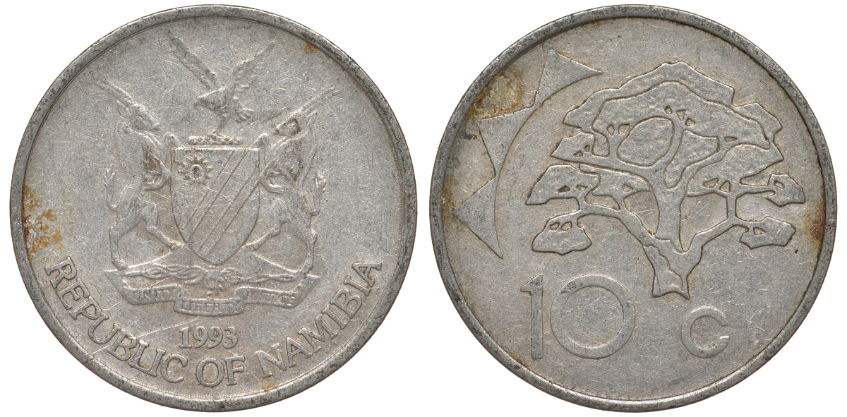 Намибия 10 центов 1998 дерево KM 2 никелированная сталь 4163-917