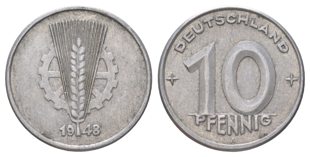 ГДР 10 пфеннигов 1948 A KM 3 алюминий 4627-937