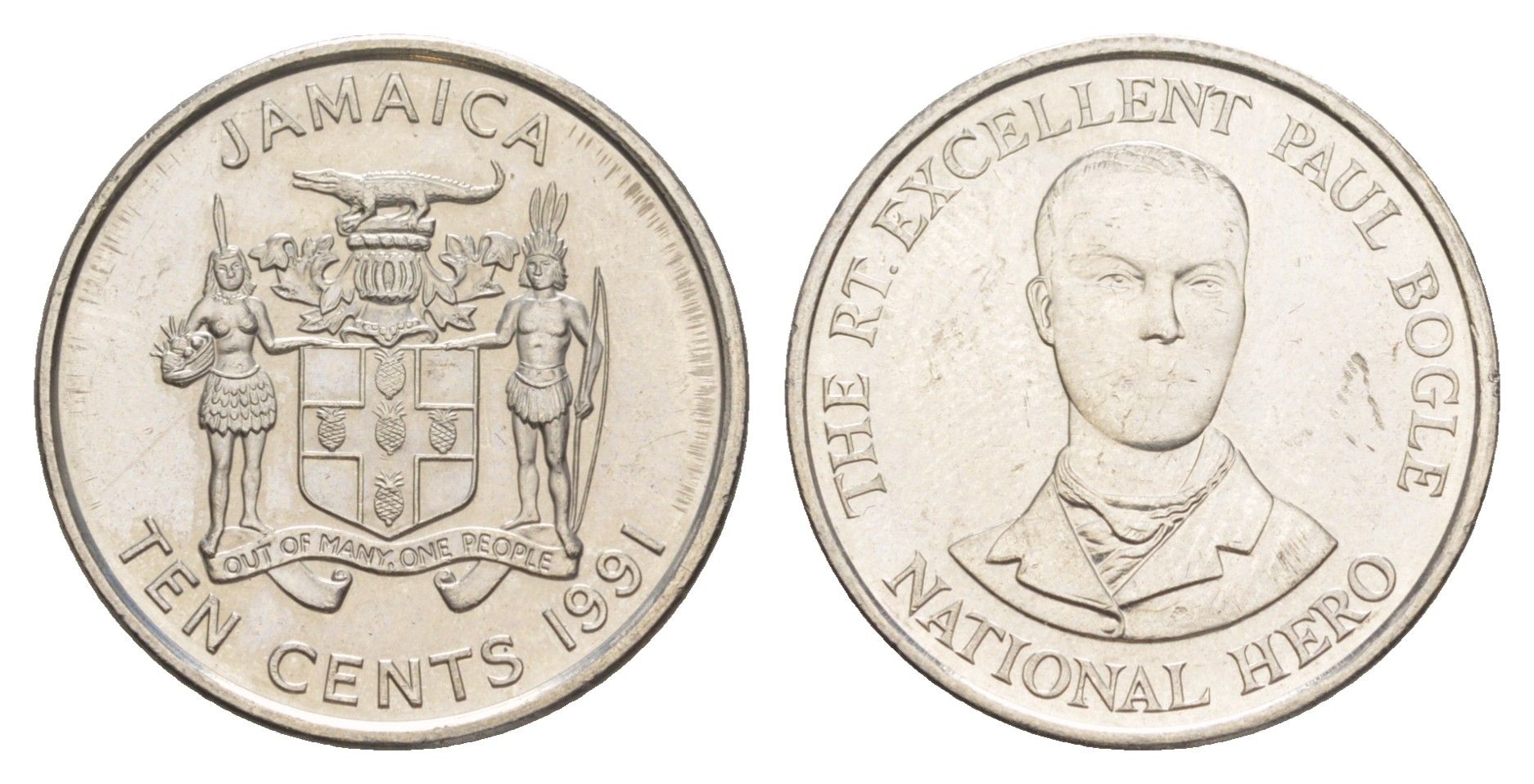 Ямайка 10 центов 1991 KM 146.1 сталь плакированная никелем UNC 4641-811